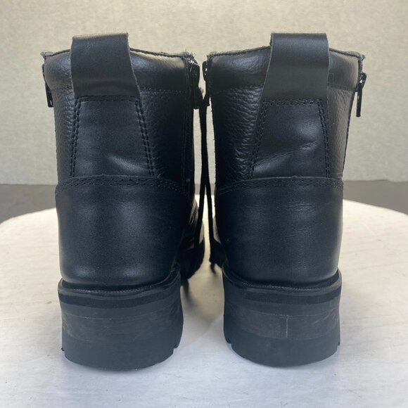 River Road Chunky Motorcycle Booties Size 6 Black Leather Double Zip Biker Boots - Picture 7 of 15